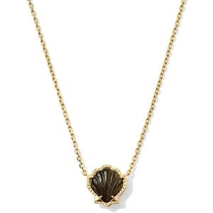 Kendra Scott Brynne Gold Shell Short Pendant Necklace in Golden Obsidian